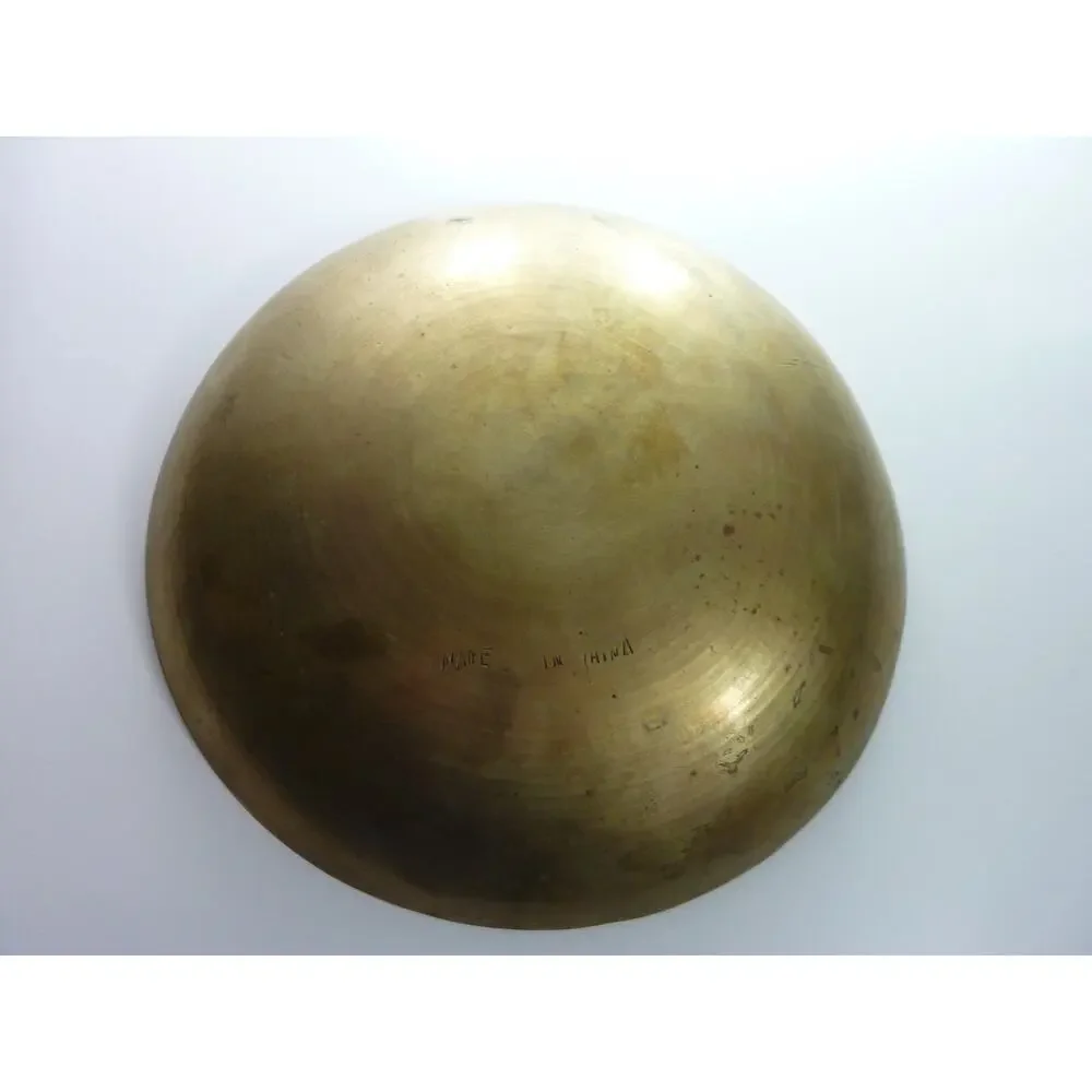 Vintage Chinese Brass Bowl Engraved Double Dragon 12